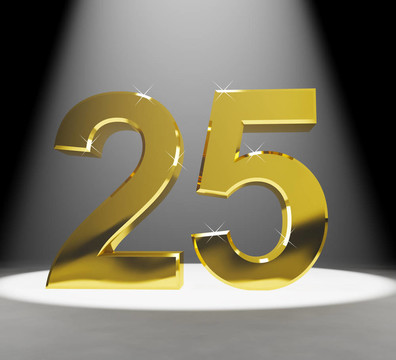 金第二十五的3D號碼特寫代表周年紀(jì)念日或生日