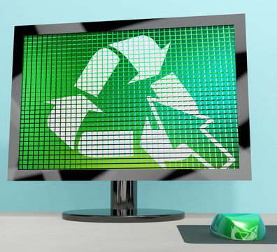 回收?qǐng)D標(biāo)電腦屏幕顯示回收和生態(tài)友好