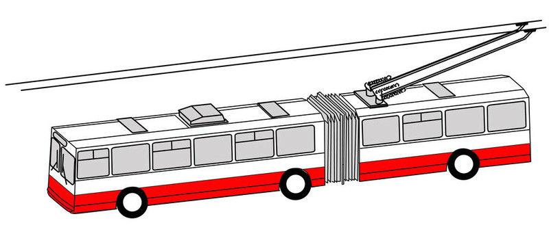 白色背景的無軌電車剪影