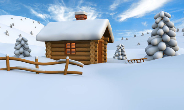 雪中木屋