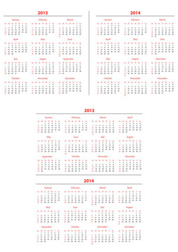 敵人的日歷模板2013-2014
