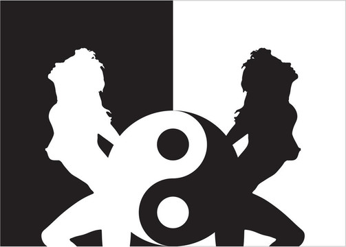 陰陽中的女人剪影
