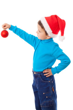 Santa男孩與紅色裝飾