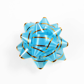 白色背景上的藍(lán)色禮品蝴蝶結(jié)