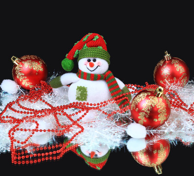 圣誕燈背景圣誕雪人