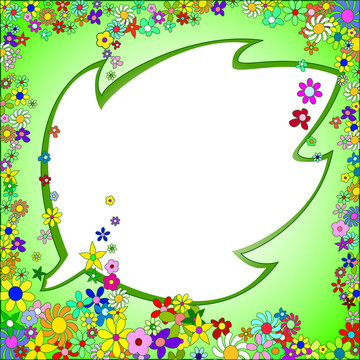 Colorful Flowers綠框