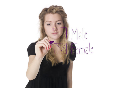 女孩填寫性別盒子