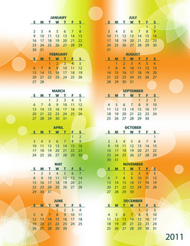彩色2011日歷