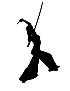 女人用日本刀剪影