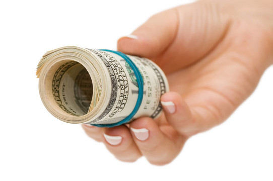 用白色背景隔離金錢