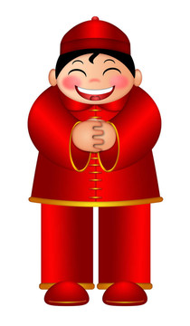 中國(guó)男孩祝新年快樂插畫