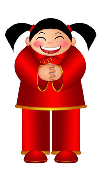 中國女孩祝新年快樂插畫