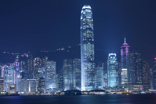 香港的夜景在維多利亞港