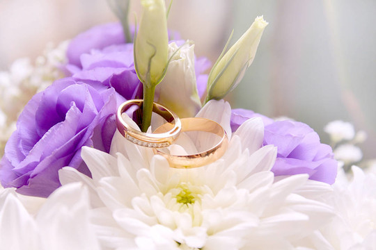 結(jié)婚戒指和花