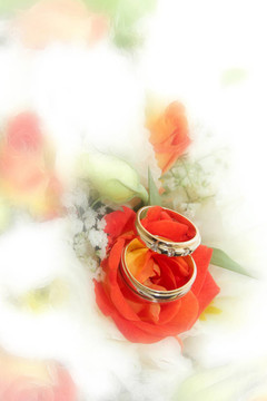 結(jié)婚戒指和鮮花