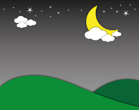 夜山水山月