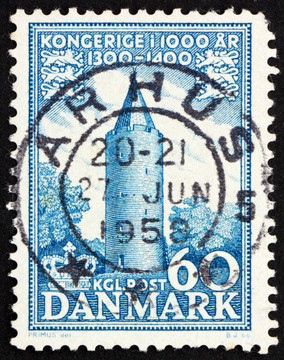 郵票丹麥1953 vordinborg鵝塔；