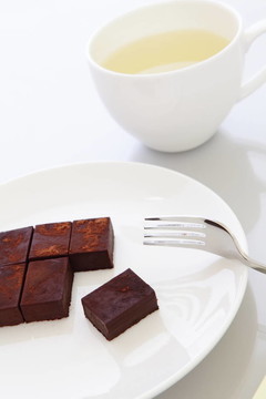 美味的手工甜巧克力與綠茶