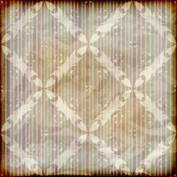 載體無縫碎花壁紙上的條紋背景；弄皺