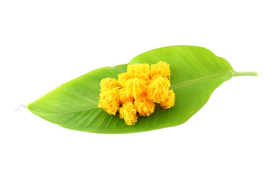 用蛋黃和糖在香蕉葉Sweetmeat。