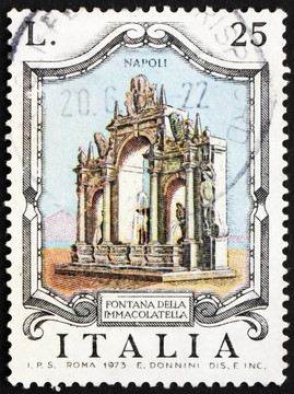 郵票意大利1973 immacolatella噴泉；Naples