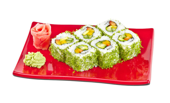 日本的素食卷蒔蘿和蔬菜
