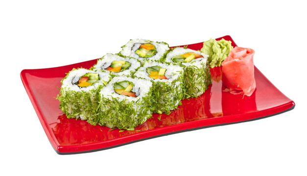 日本的素食卷蒔蘿和蔬菜