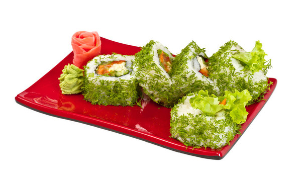 日本的素食卷蒔蘿和蔬菜