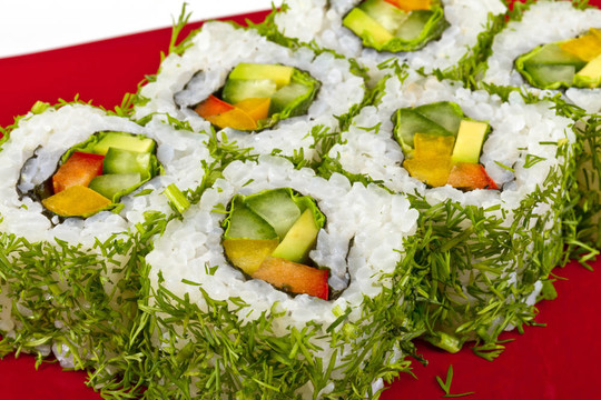 日本的素食卷蒔蘿和蔬菜