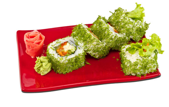 日本的素食卷蒔蘿和蔬菜