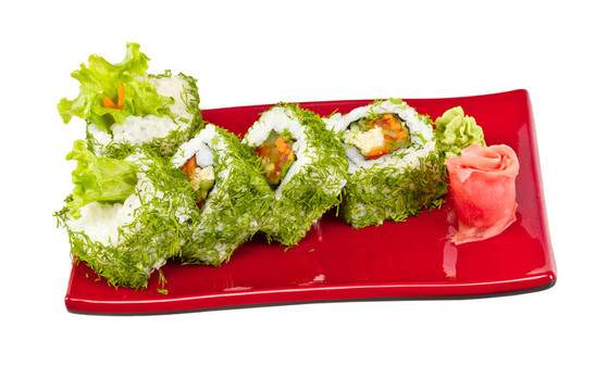 日本的素食卷蒔蘿和蔬菜