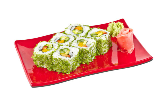 日本的素食卷蒔蘿和蔬菜