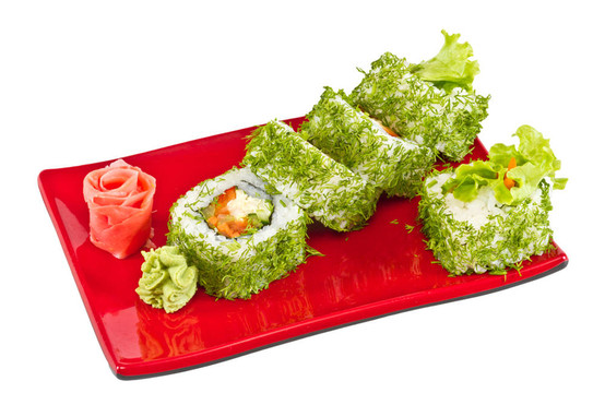 日本的素食卷蒔蘿和蔬菜