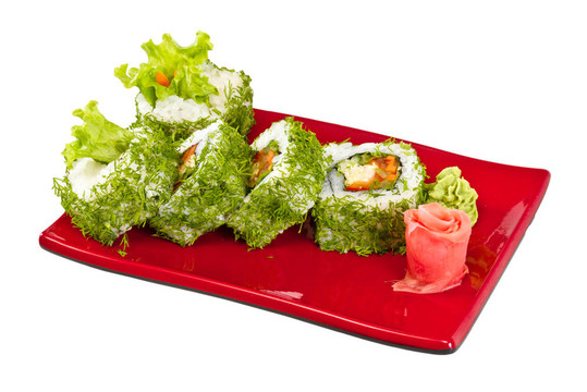 日本的素食卷蒔蘿和蔬菜