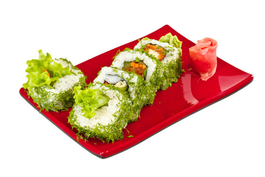 日本的素食卷蒔蘿和蔬菜
