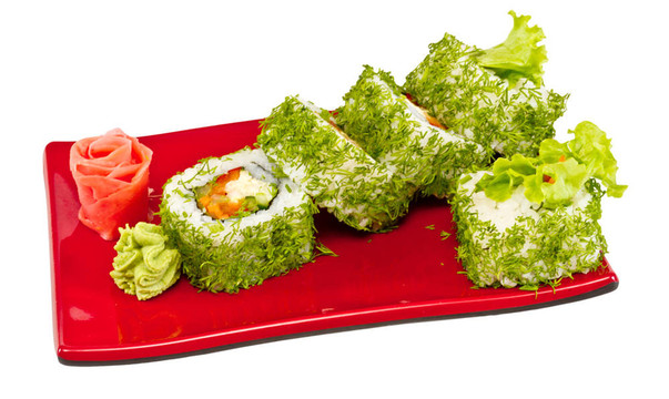 日本的素食卷蒔蘿和蔬菜