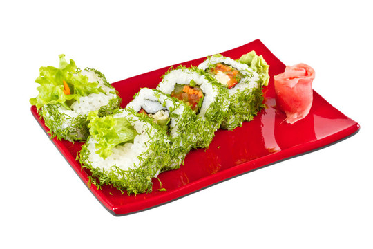 日本的素食卷蒔蘿和蔬菜