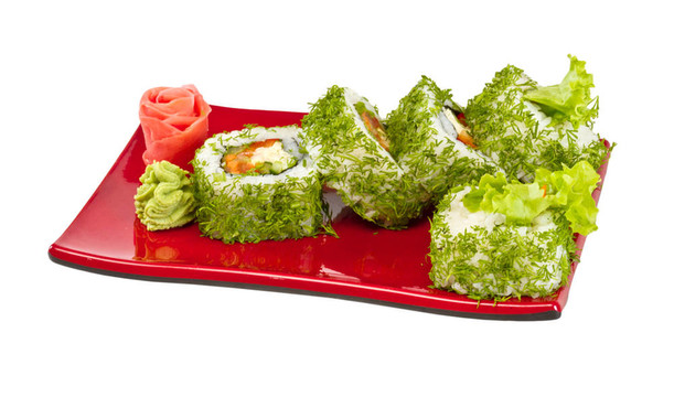 日本的素食卷蒔蘿和蔬菜