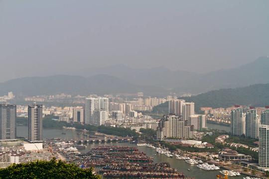 中國(guó)海南島；三亞鳥瞰城市