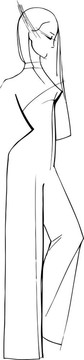 一個(gè)女孩站在褲子