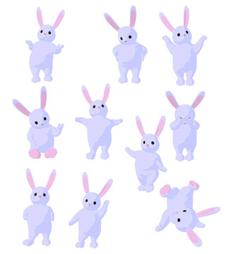 白色小兔子藝術(shù)插畫