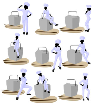 女主廚藝術插畫剪影