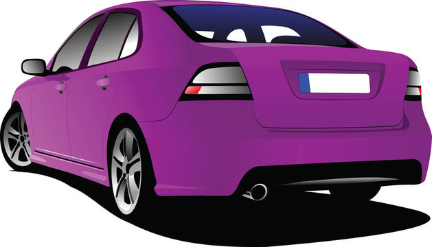 紫色轎車轎車上路