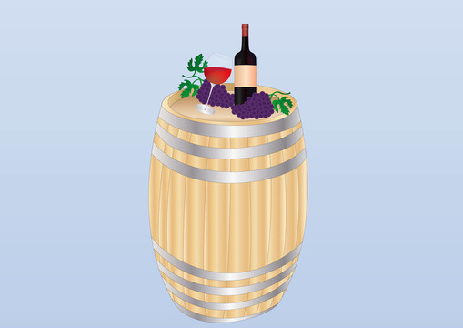 酒瓶；玻璃；一串葡萄