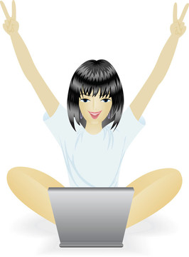 女孩用的筆記本電腦