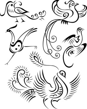部落鳥紋身插畫