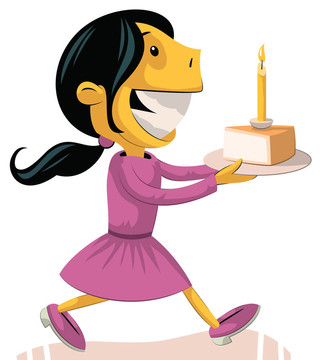 女孩帶來(lái)生日蛋糕