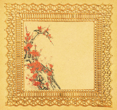 老古董紙背景上的梅花
