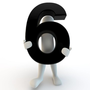 3D人物持有黑色號碼6；小人物