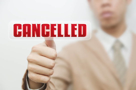 生意人按下觸摸屏oncancelled按鈕